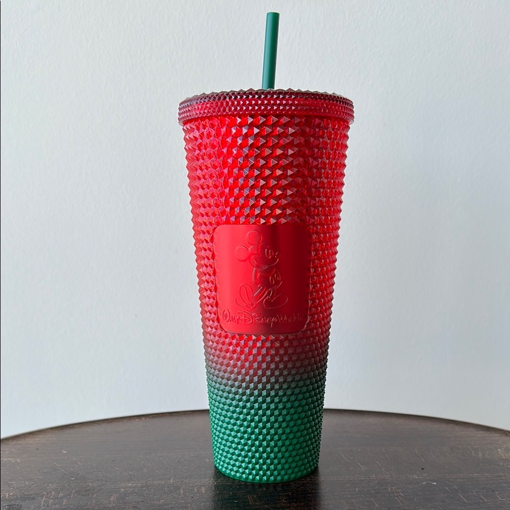Starbucks Walt Disney World 24oz Holiday Red and Green Studded Tumbler